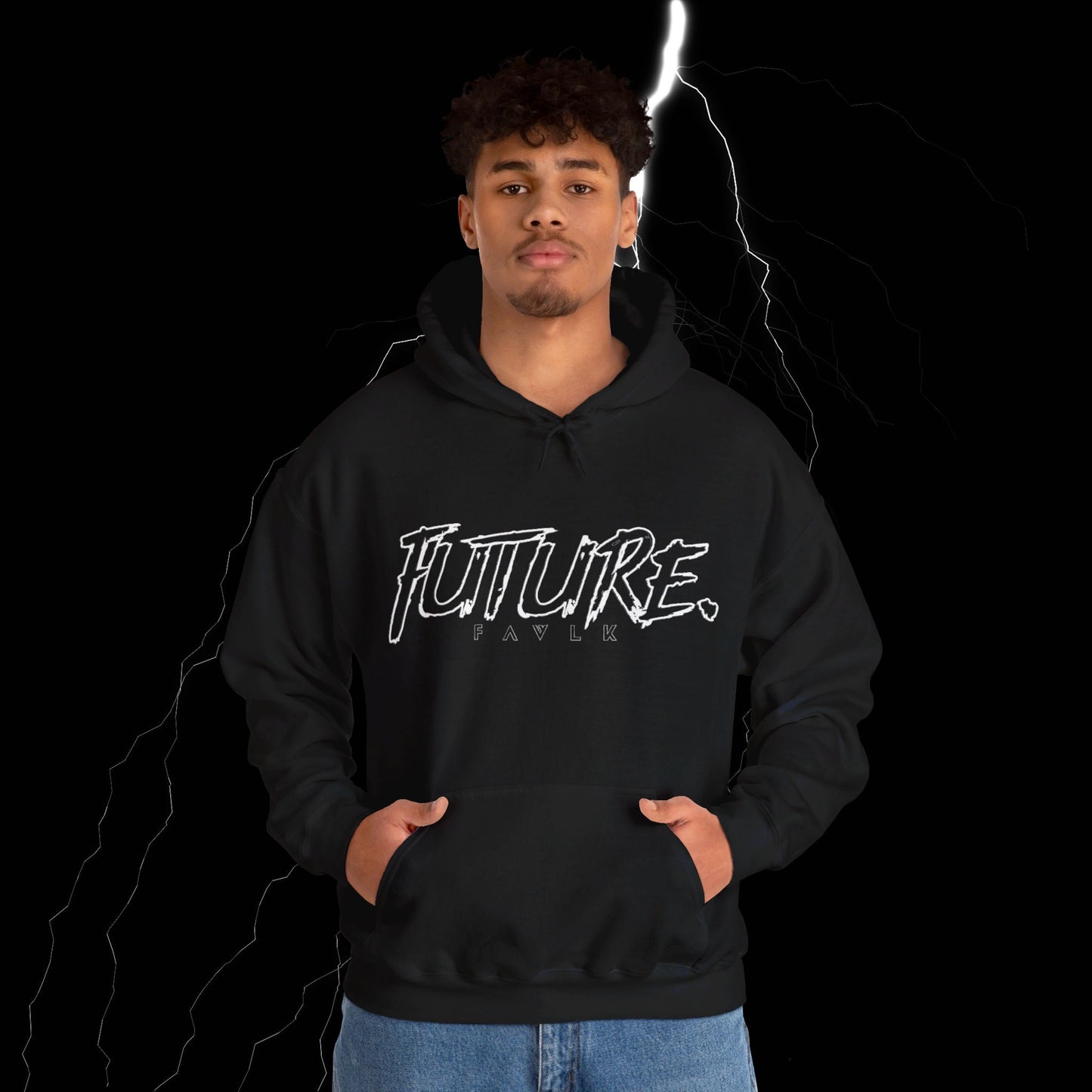 FAVLK FUTURE White/Black Unisex Heavy Blend™ Hooded Sweatshirt