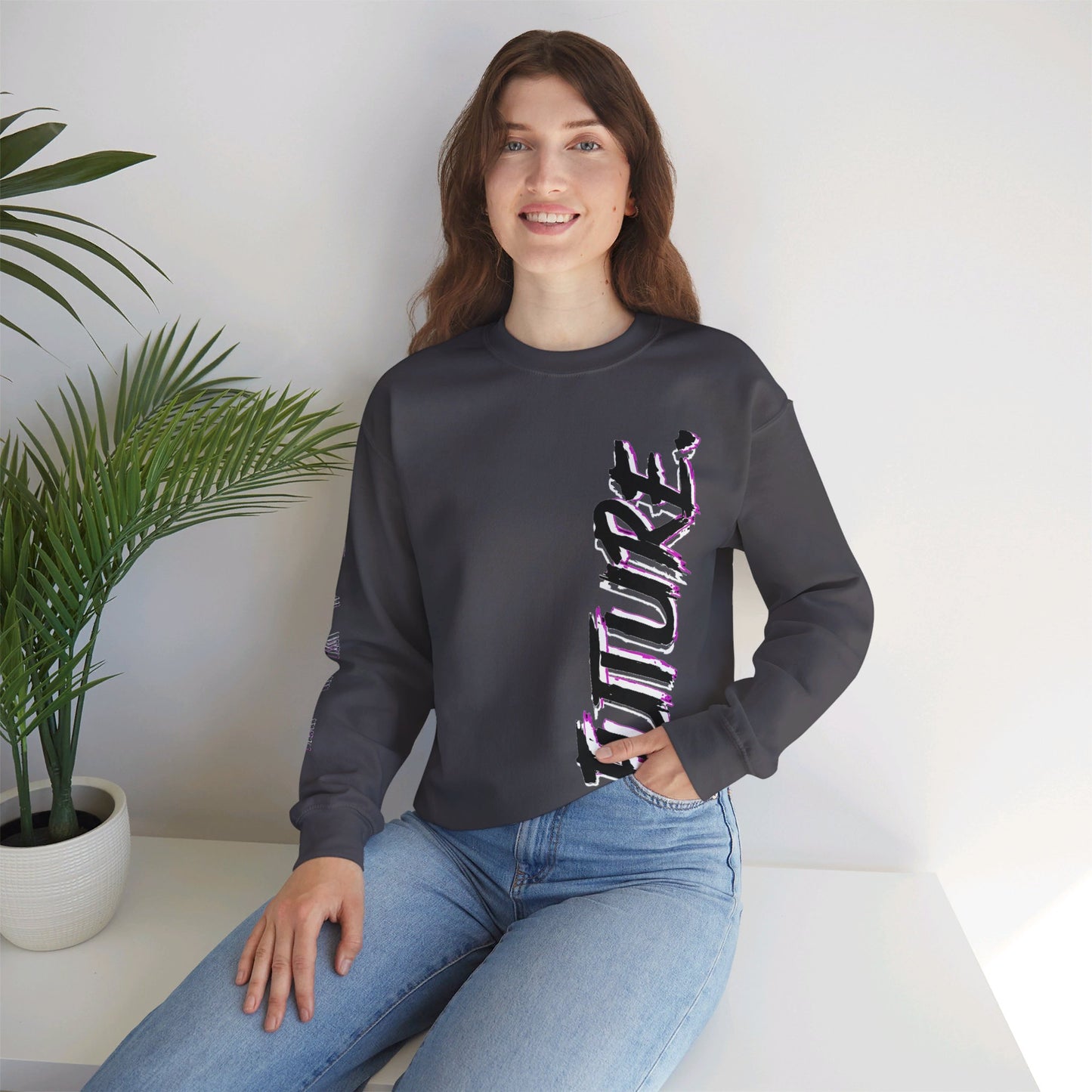 FAVLK FUTURE GLITCH Pink/Black Unisex Heavy Blend™ Crewneck Sweatshirt