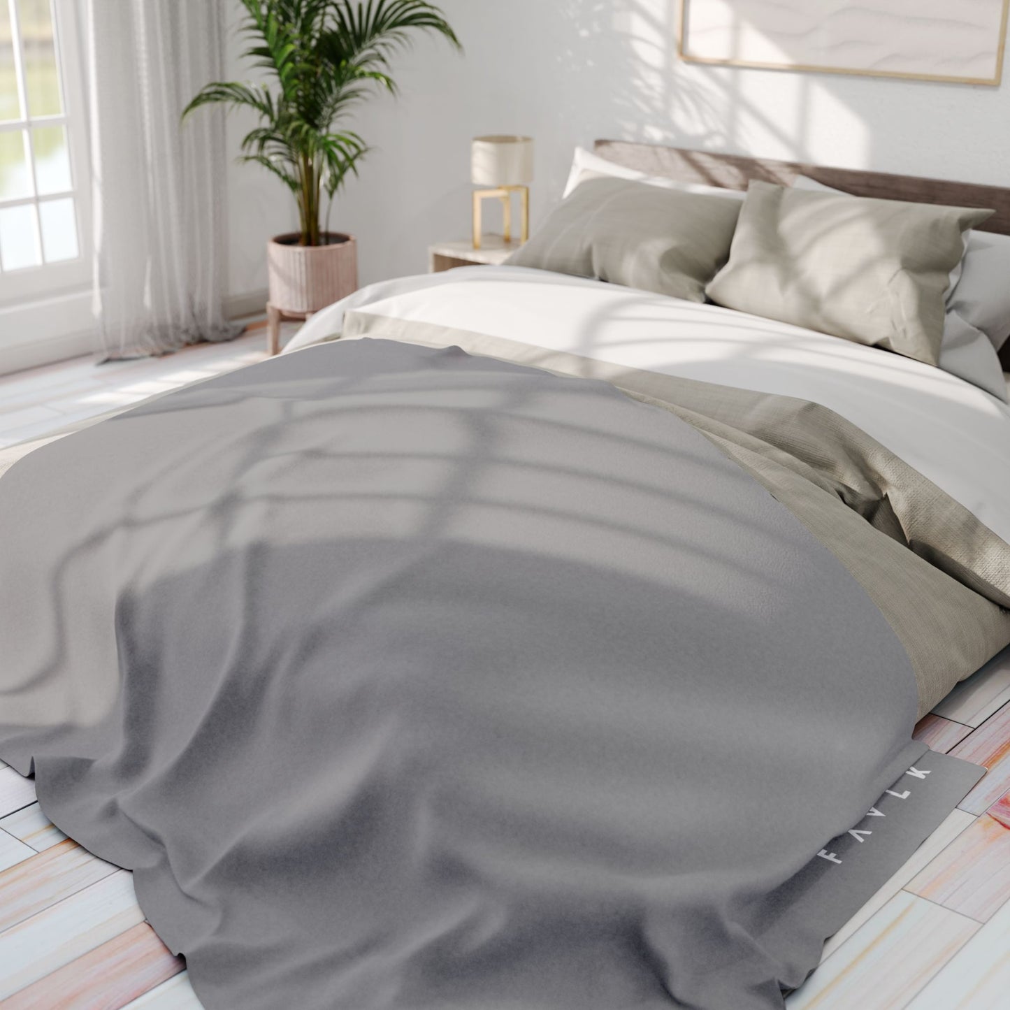 FAVLK Light Grey Arctic Fleece Blanket