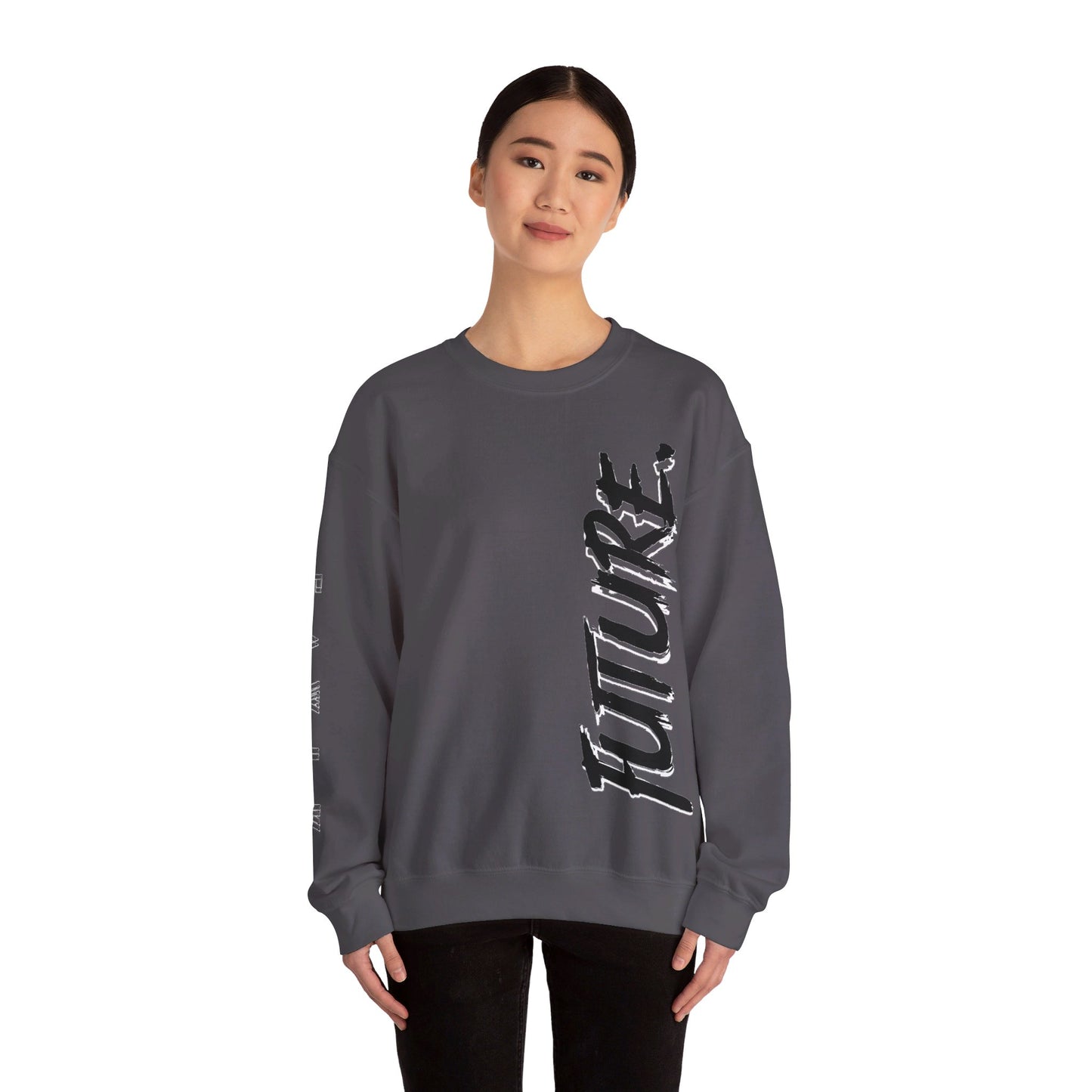 FAVLK FUTURE GLITCH White/Black Unisex Heavy Blend™ Crewneck Sweatshirt