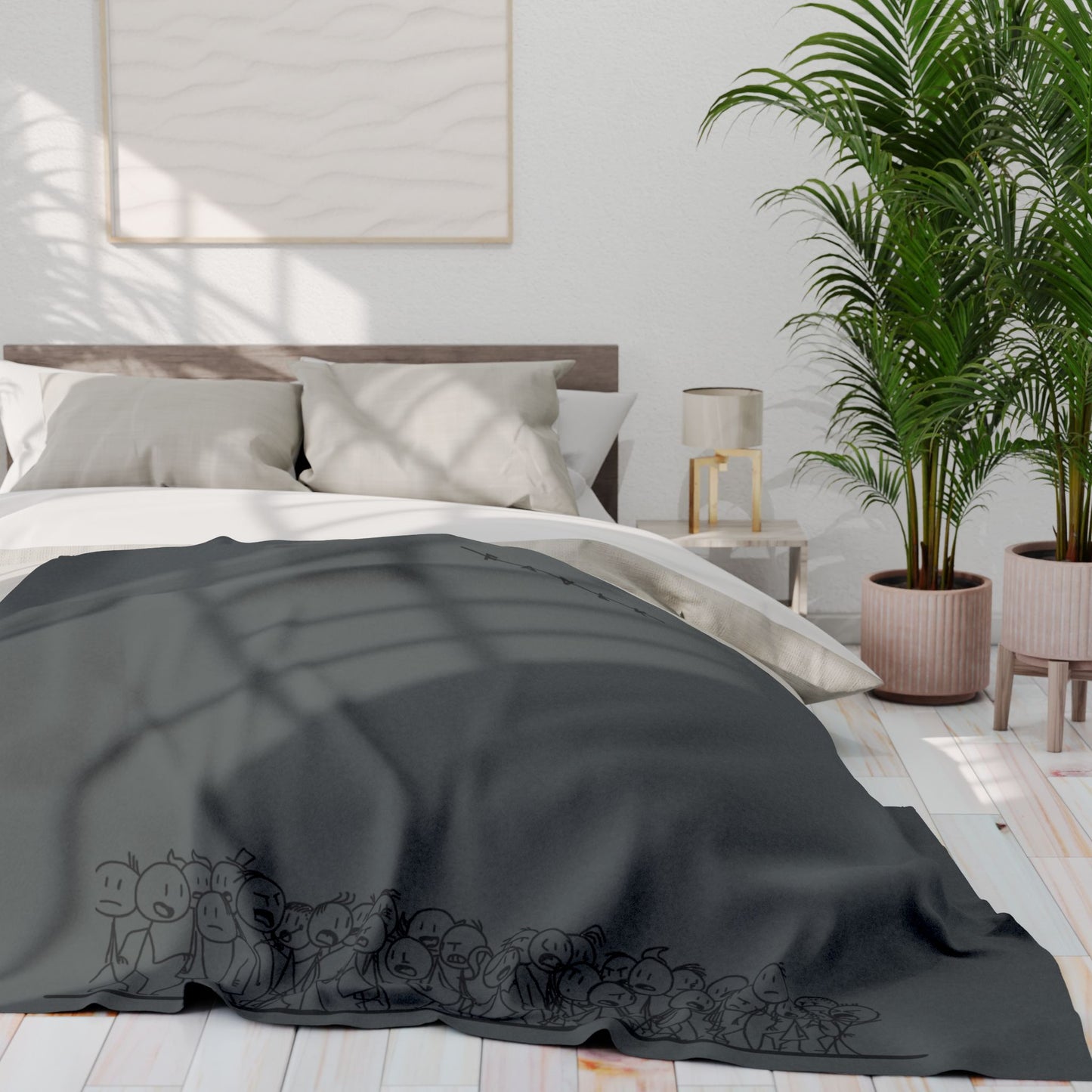 FAVLK Dark Grey Stickman Arctic Fleece Blanket