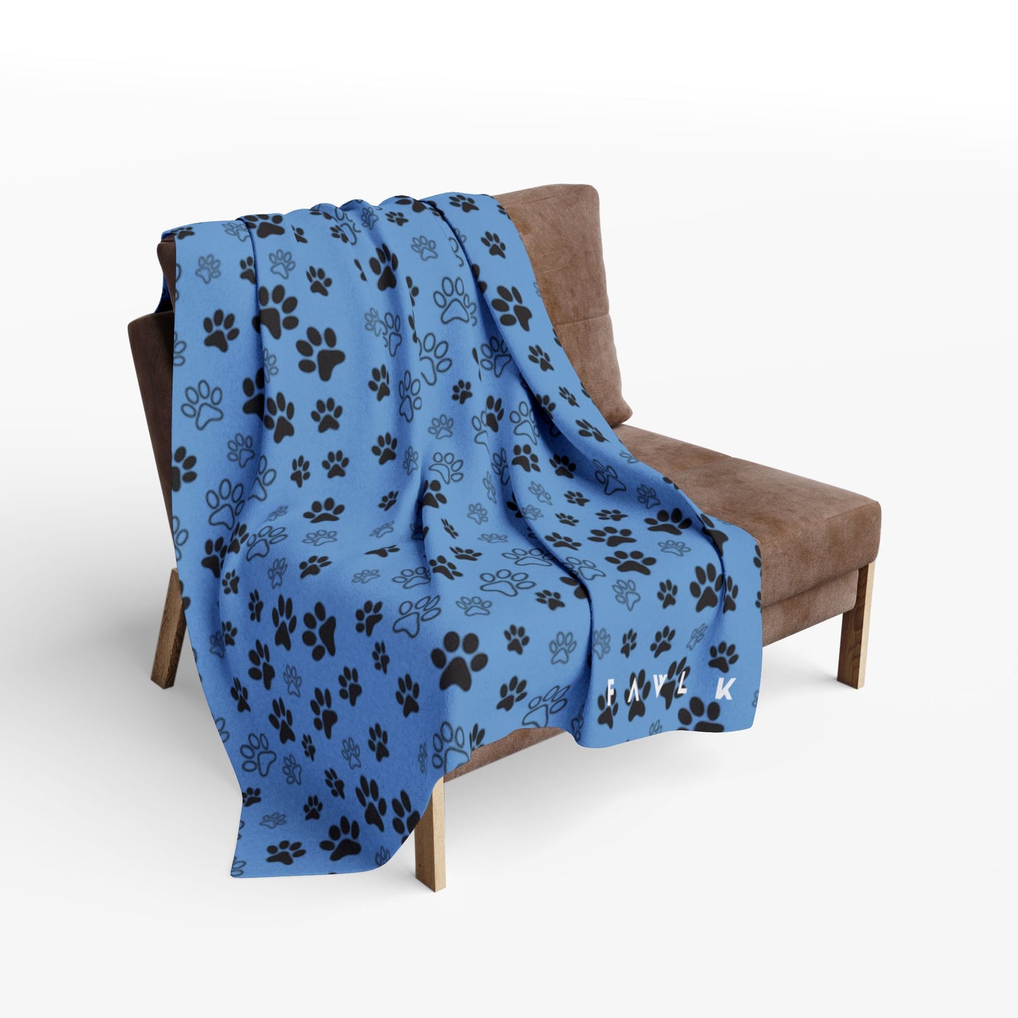 FAVLK Light Blue Paw Print Arctic Fleece Blanket