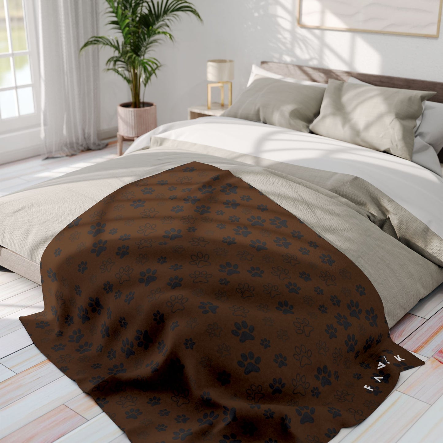 FAVLK Brown Paw Print Arctic Fleece Blanket