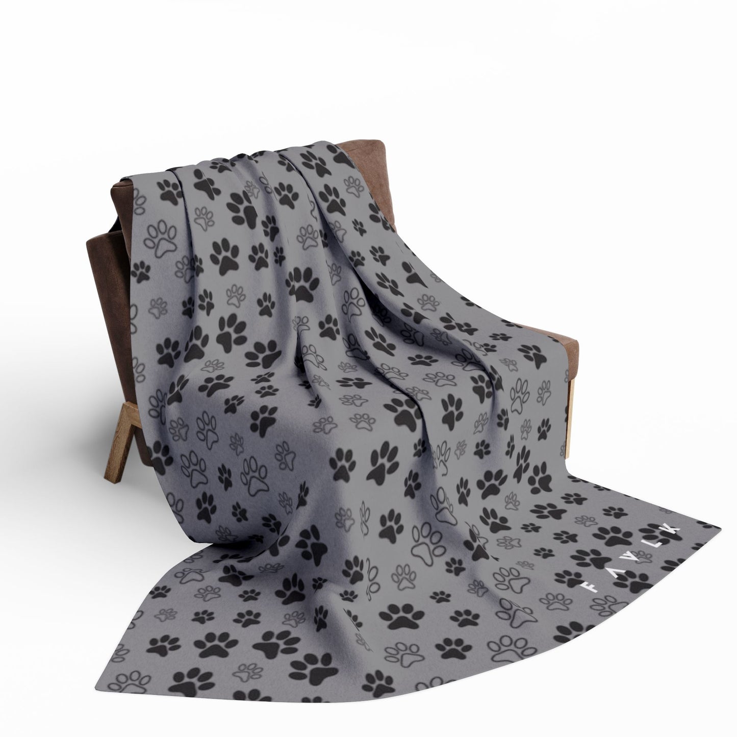 FAVLK Grey Paw Print Arctic Fleece Blanket