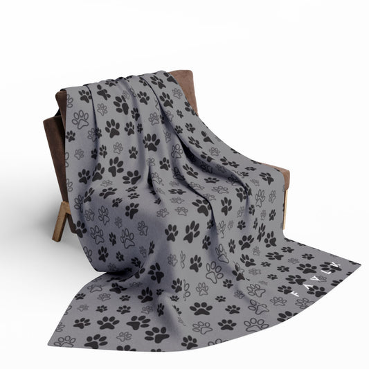 FAVLK Grey Paw Print Arctic Fleece Blanket
