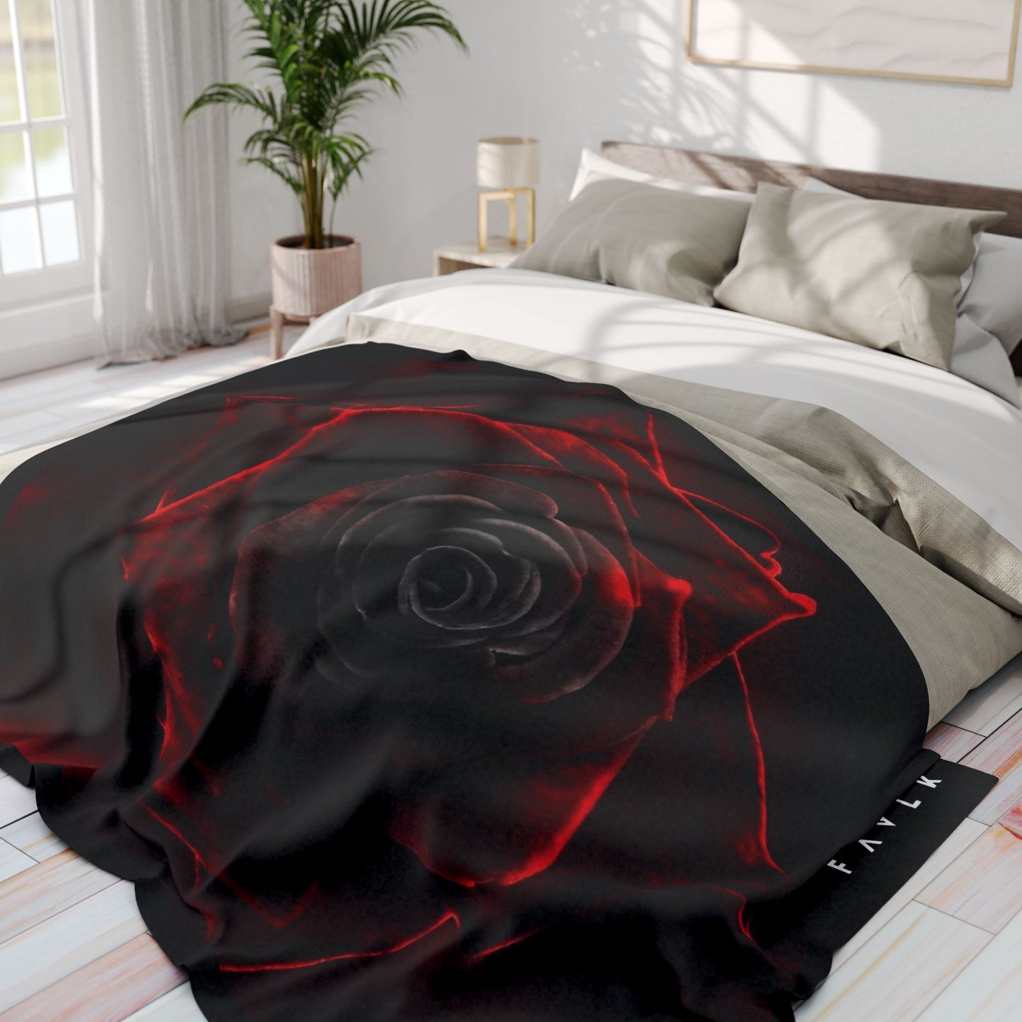 FAVLK Red/Black Rose Arctic Fleece Blanket