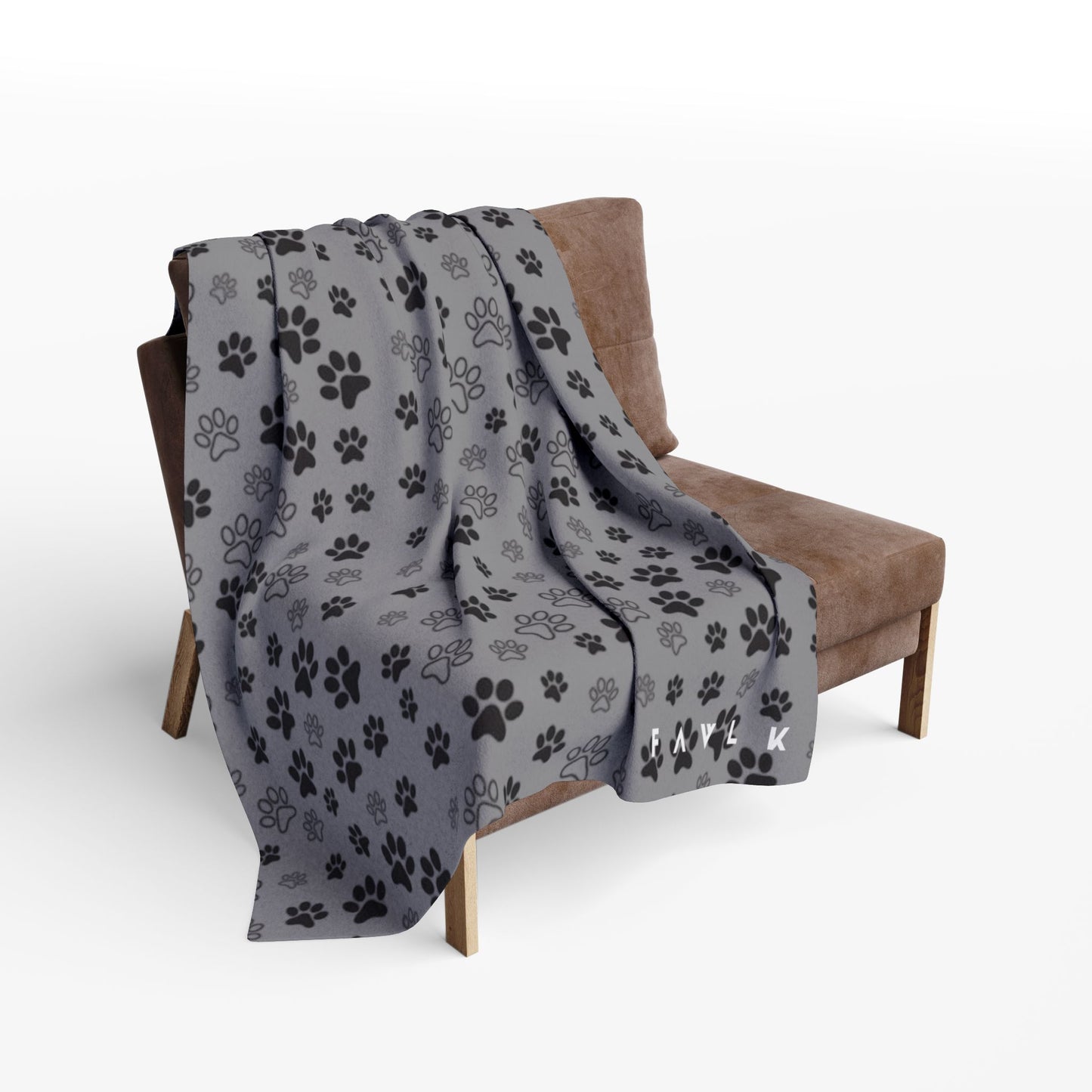 FAVLK Grey Paw Print Arctic Fleece Blanket