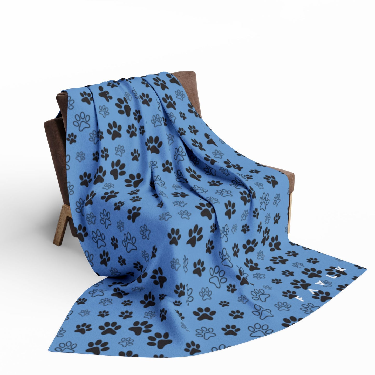 FAVLK Light Blue Paw Print Arctic Fleece Blanket