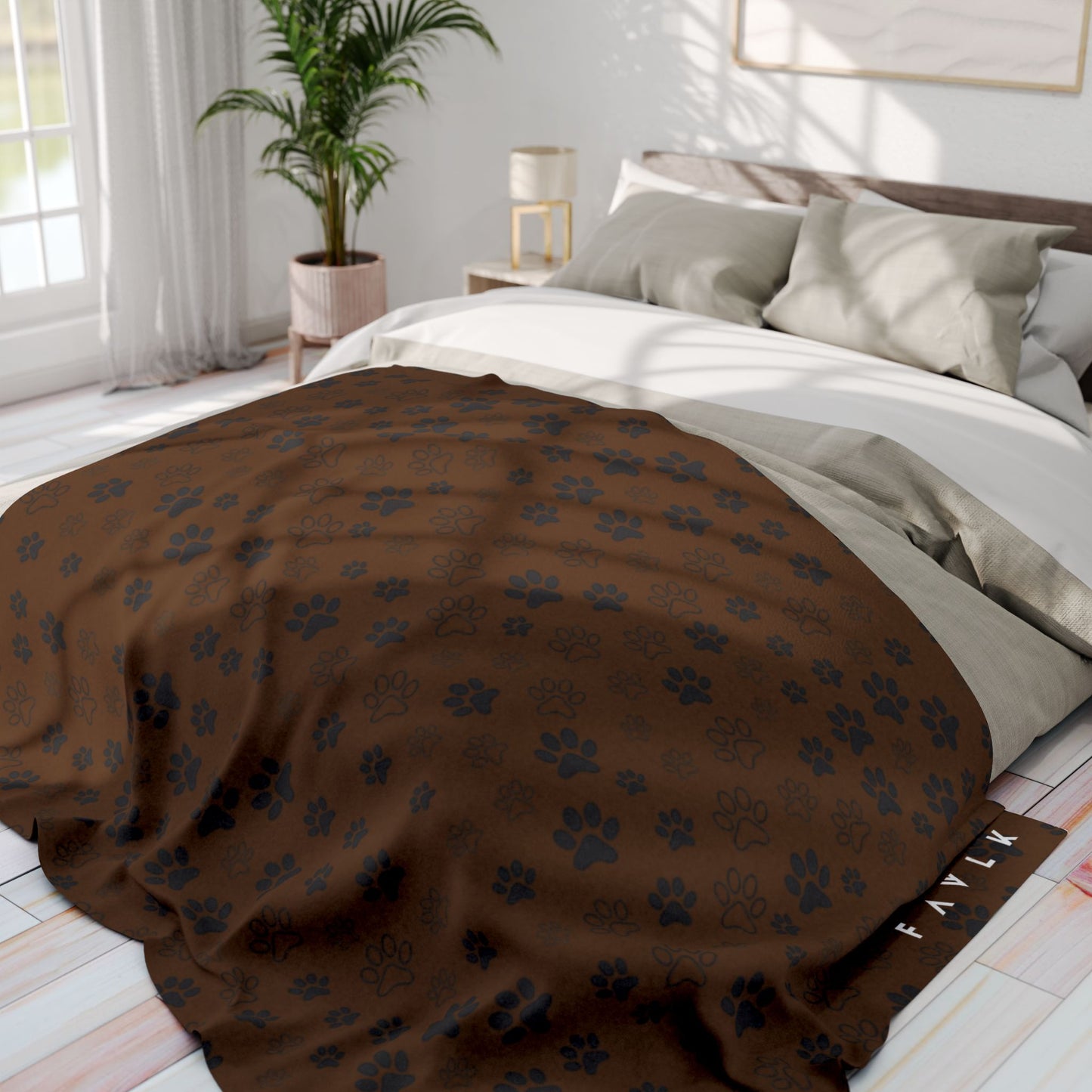 FAVLK Brown Paw Print Arctic Fleece Blanket