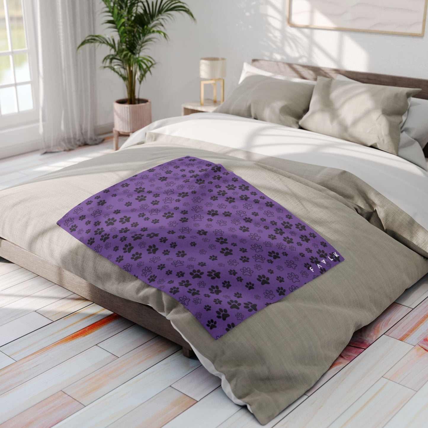 FAVLK Purple Paw Print Arctic Fleece Blanket